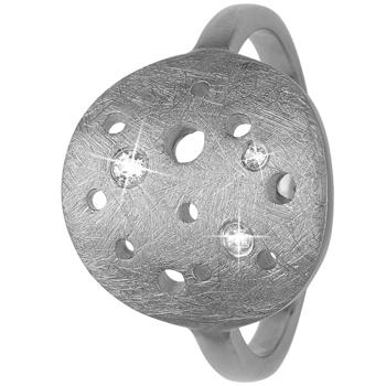 Christina Collect Sterling sølv The Moon moon ring med rå overflate og 3 ekte hvite topaser, ringstørrelser fra 49-61